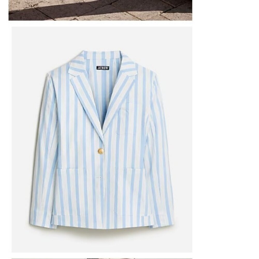 J.Crew $248 Womens Patch-pocket blazer in striped linen blend Size S BZ867